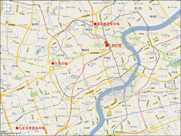 上海・九星茶葉批発市場　地図